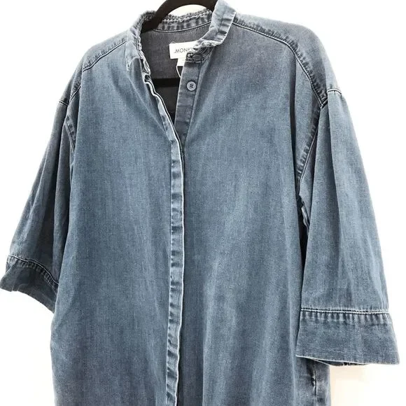 Monki Women's Blue Denim Button Down Shirt Dress Size XXS - Picture 4 of 6